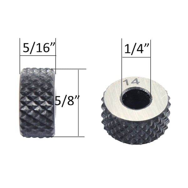 2 Piece 5/8 In. Diamond Pattern Fine Pitch Knurling Wheel Set